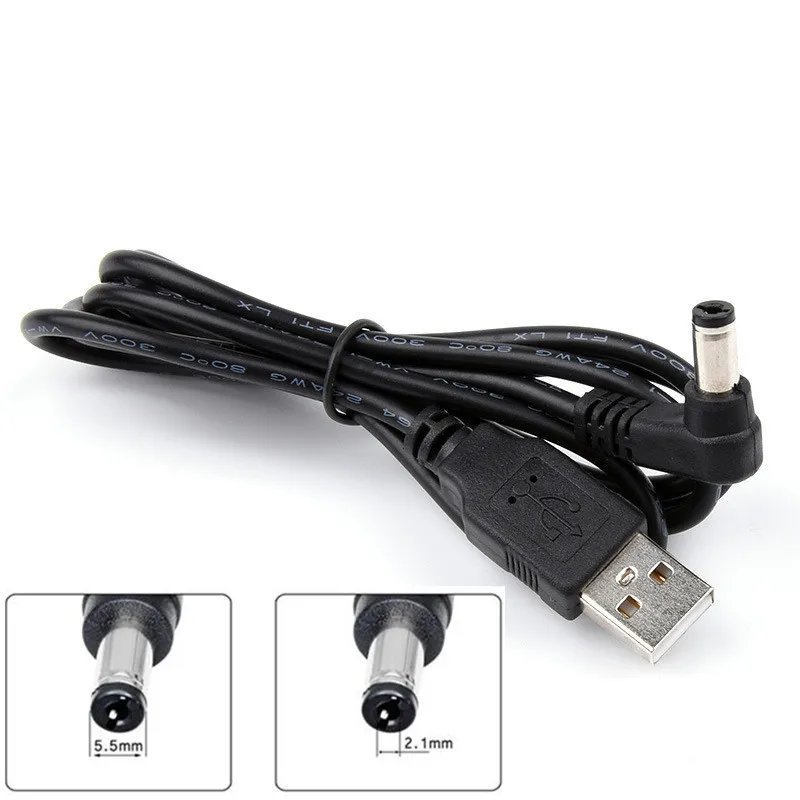 

USB 2.0 Type A Male to Right Angled 90 Degree 5.5 x 2.1mm DC 5V Power Plug Barrel Connector Charge Cable 100cm