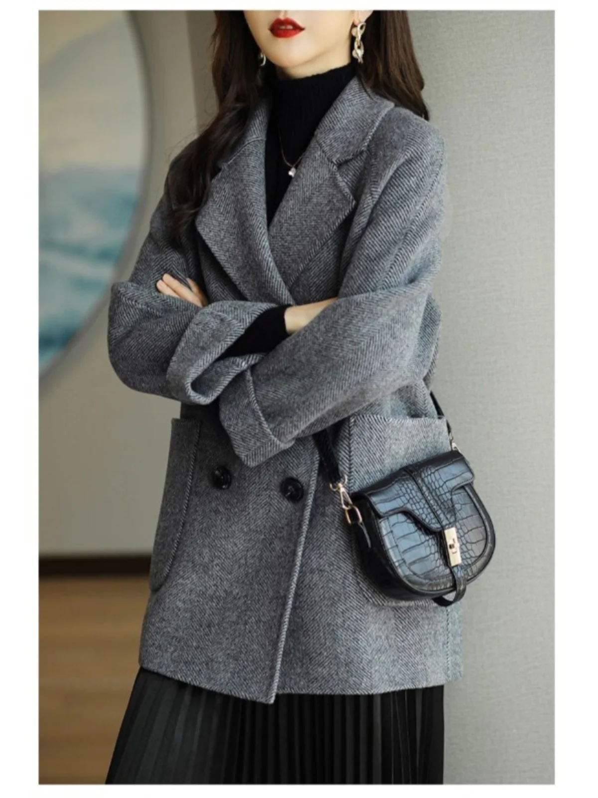 Костюм с воротником темпераментная шерстяная куртка женская осенне-зимняя новая