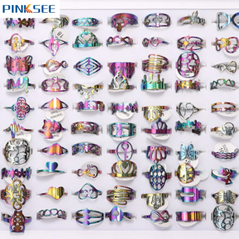 

20 шт., кольца из нержавеющей стали, 4 цвета