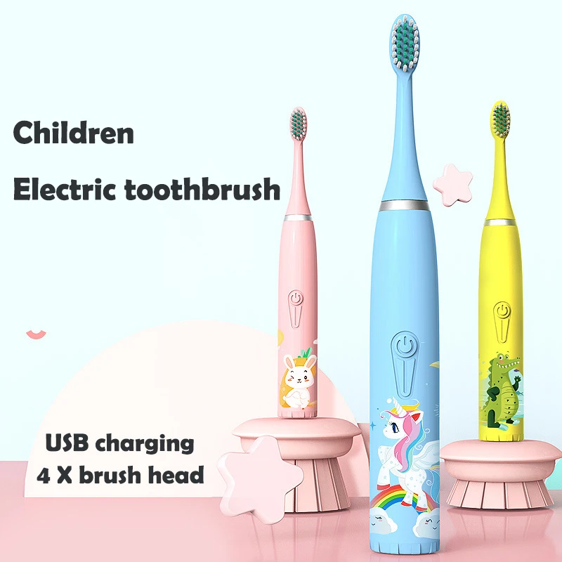 Sonic Electric Toothbrush for Children Kids cleaning teeth whitening Rechargeable water proof Replace The Tooth Brush Head