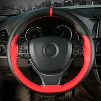 fashion smooth car steering wheel cover genuine leather braid needles car covers suite 7 color diy stitching auto accessories