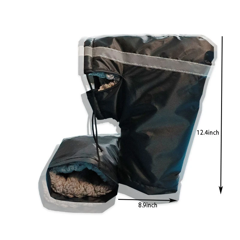 1Set Winter ATV Motorcycle Handlebar Gloves Windproof And Snowproof Scooter Handle Down Protective Cover Black