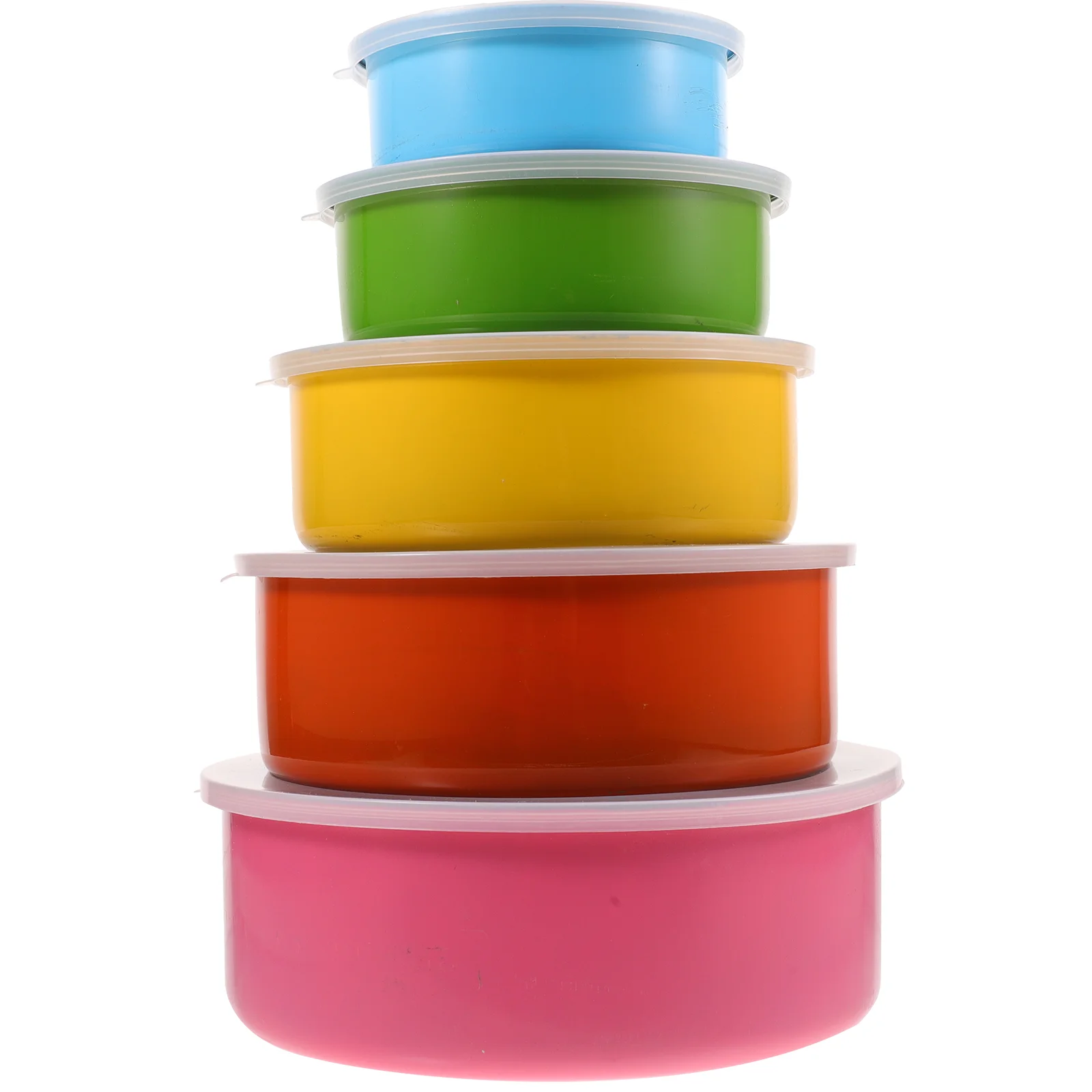

5 Pcs Color Crisper Large Bowl Glass Mixing Bowls Lids Headset Stainless Steel Metal Travel Container