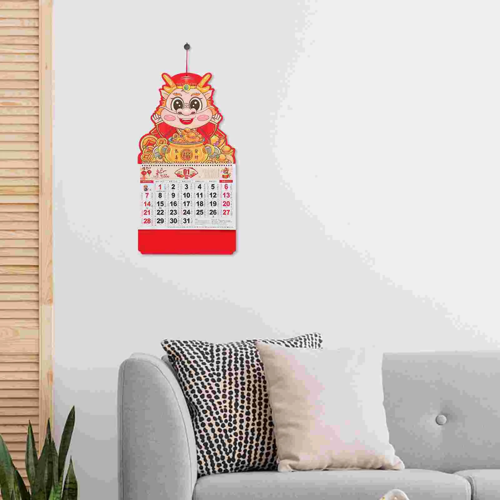 

Daily Monthly Calendar Chinese Style Hanging Delicate Wall Office Clear Printed