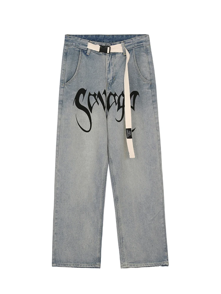 Loose Retro Pants on Street Clothing Y2k Men's Denim Trousers Retro Printing Trend Hip -hop Denim Pants Designer Jeans Men Pants