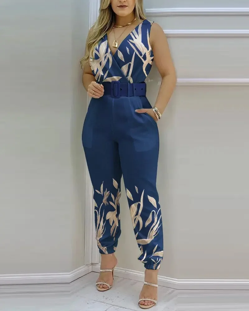 Women Jumpsuit Elegant Short Sleeve Hollowed Waist Tie Solid Summer New Wide Leg Pants Bodysuit Overalls Wide Leg Cropped Pants
