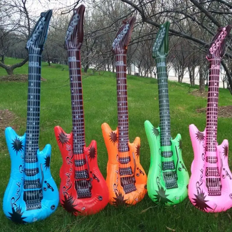 

95 см надувная гитара игрушка ПВХ реквизит для сцены детские большие надувные многоцветные Инструменты имитация вечевечерние шоу доступа ...