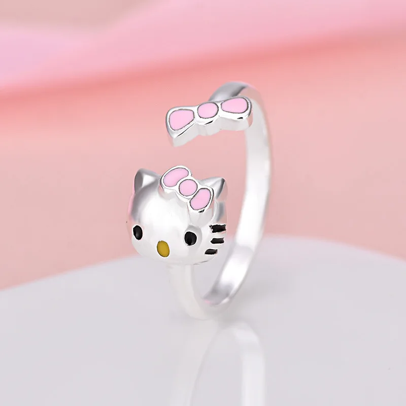 

Kawaii Sanrioed аниме серии HelloKitty милые модные милые открытые Регулируемые кольца ювелирные изделия девушки маленький подарок