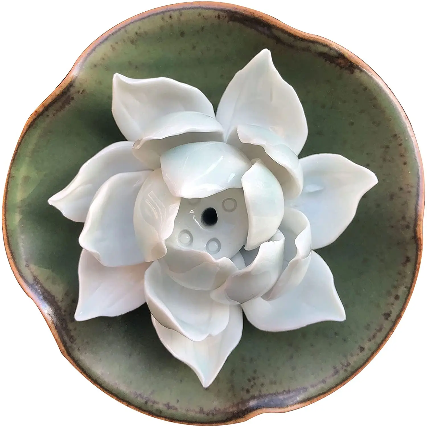 

100% керамический держатель для благовоний ручной работы в форме лотоса, мини-подносы для благовоний в форме листьев, элегантные подставки дл...
