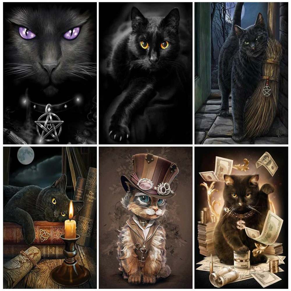 

Diamond Cat Picture Rhinestones Wall Art Diamond Painting Animal Bead Embroidery Handmade Hobby Gift Home Decor Mosaic