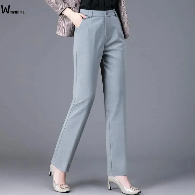 

Foramal Black OL Offive Pants New Elegant Slim Work Wear Pencil Pants For Women Classic High Waist Business Straight Trousers