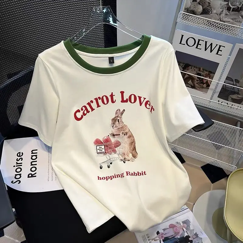 Летний повседневный комплект большого размера новинка 2024 футболка контрастного