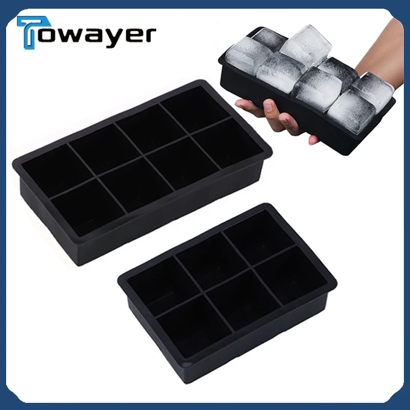 

4/6/8/15 большие контейнеры для льда в клетку, форма, огромные большие контейнеры для пищевых продуктов, многоразовая силиконовая форма для льд...