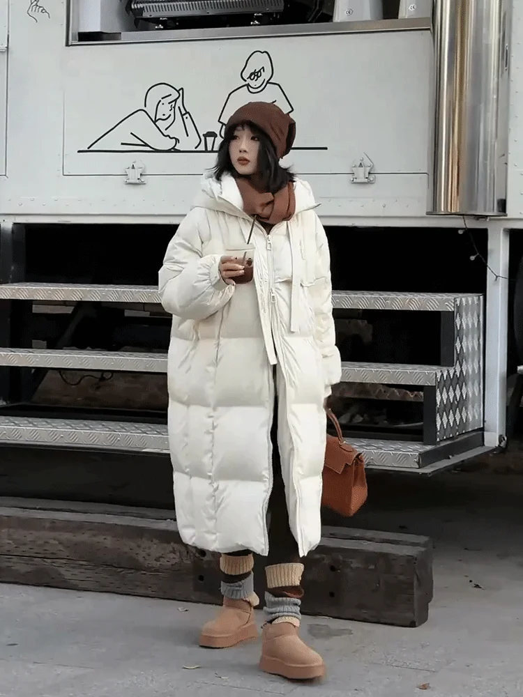 Высококачественный утепленный пуховик с капюшоном для женщин новинка зимы 2024