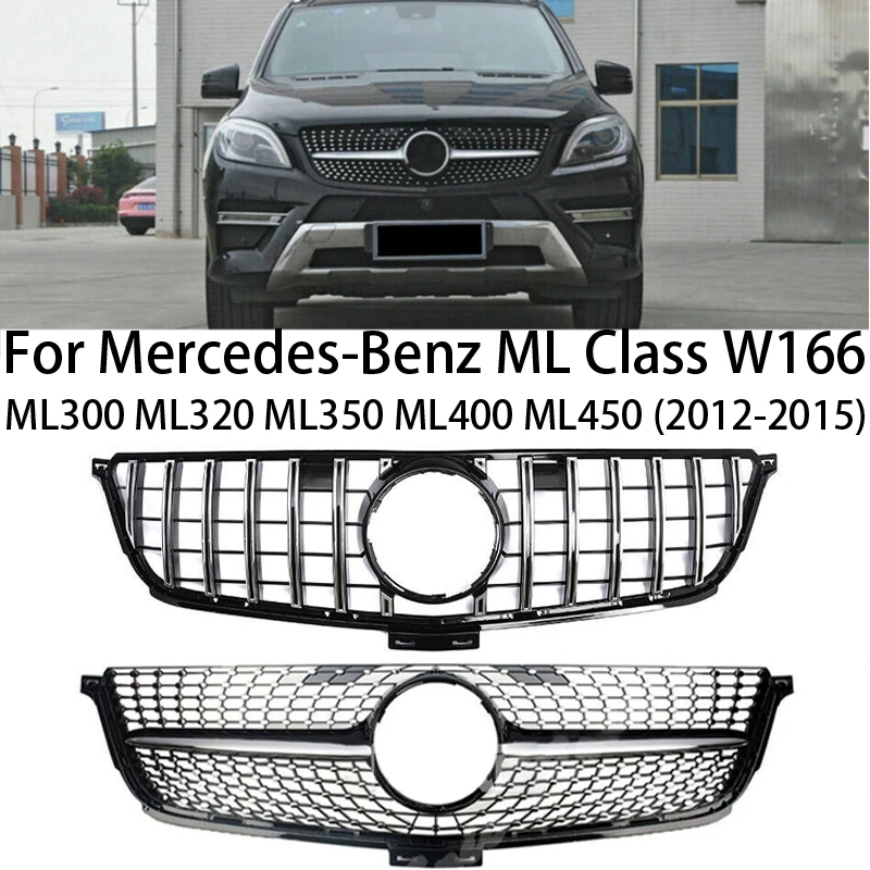 

Upgrade For Mercedes-Benz ML Class W166 ML300 ML320 ML350 ML400 ML450 2012-2015 GT/Diamond Car Front Grille Hood Radiator Grill
