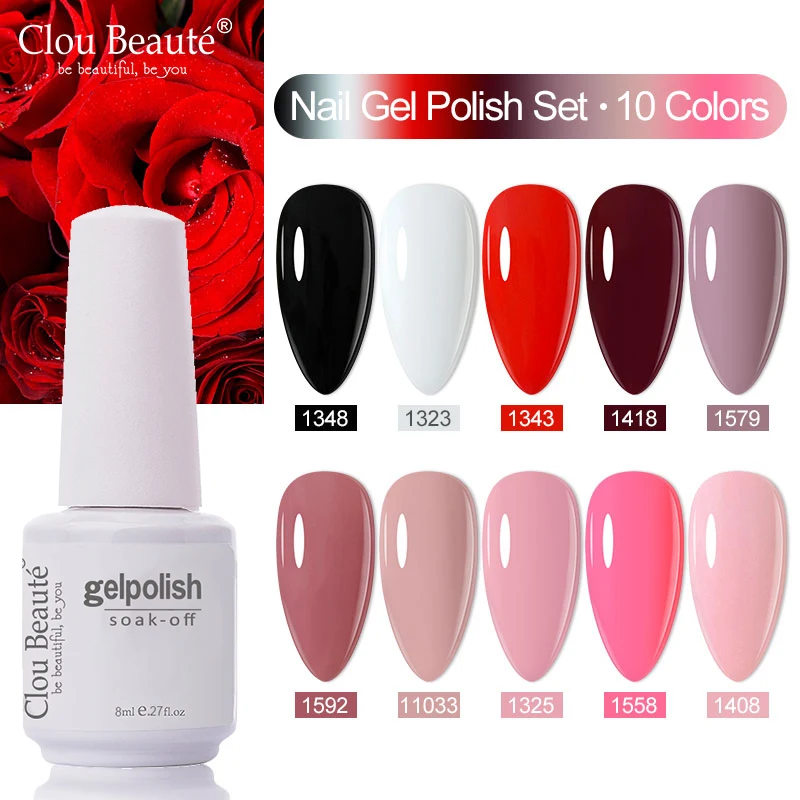 Clou Beaute 8ml 10pcs/lot Nail Gel Polish Set Vernis Semi Permanent UV LED Varnish Hybrid Art Long Lasting Glue | Красота и здоровье