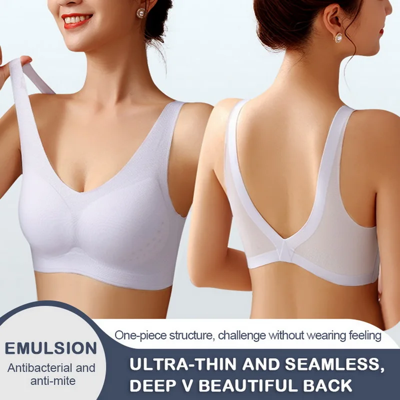 

Puimentiua Women Sexy Bras 2022 Summer Ultra-Thin Seamless Underwear Ice Silk Comfy Lingerie Deep V Beauty Back Lenceria Bralets
