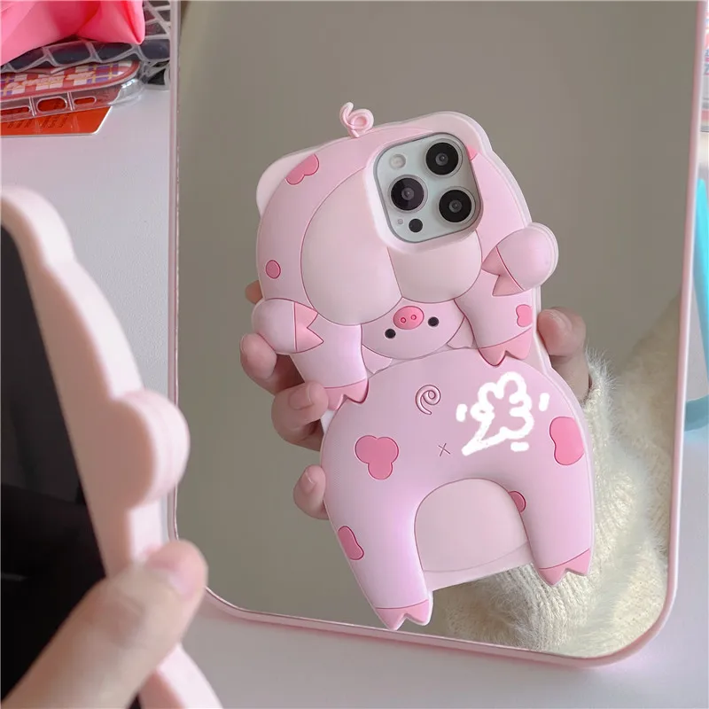 

Cartoon funny Pig 3D Case For iphone 14 Plus 13 12 Pro Max Girl Cute Soft silicone pink Phone Cover for iphone11 13pro 14pro