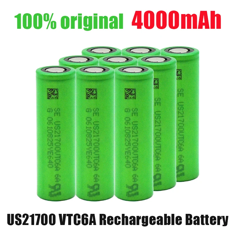 

100% NEW Original US21700VTC6A 3.7V 4000mAh 30A Lithium Rechargeable Batteries For Flashlight Power Tool Camera