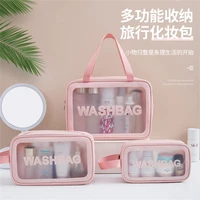 women waterproof portable travel storage bag organizer wash pu transparent zipper makeup bag pvc cosmetic cases candy toiletry