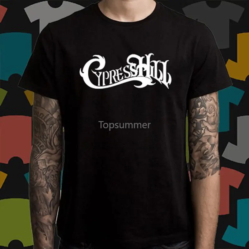 

New Cypress Hill Rap Hip Hop Music Logo Men'S Black T-Shirt Size S To 3Xl 100% Cotton Straight O-Neck T Shirtt Sleeve