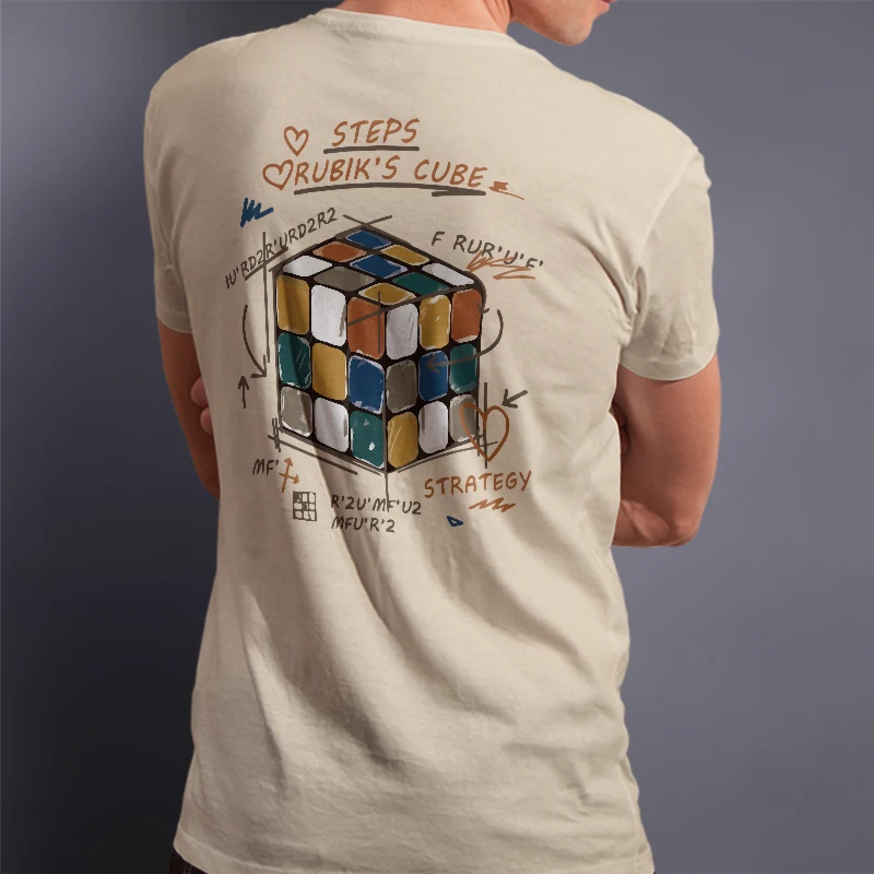 

Футболка с принтом «Кубик Рубика и формула» для мужчин, 100% хлопок, повседневные классические футболки унисекс с коротким рукавом, женская летняя одежда