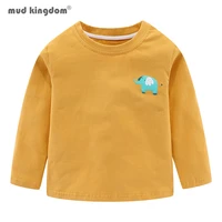 mudkingdom girls boys long sleeve t shirts cute dinosaur elephant cotton tops for kids clothes solid color clothing spring
