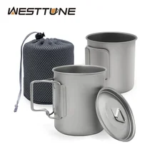 Camping Mug Titanium Cup Tourist Tableware Picnic Utensils Outdoor Kitchen Equipment With Tableware Travel Cooking Cookware Cup