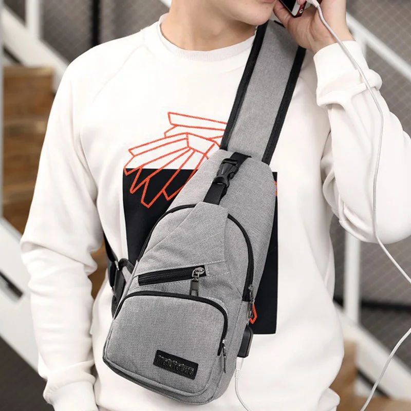 

Men's Chest Bag Shoulder Bag Multifunction Anti-Theft Waterproof Usb Charging Crossbody Bag New Casual Short Trip Chest Pack