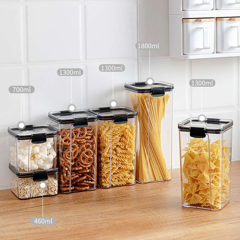 

700ML Transparent Sealed Jar Plastic Kitchen Storage Box Nut Coffee Bean Storage Jar Fresh-Keep Jar Household Grain Storage Box