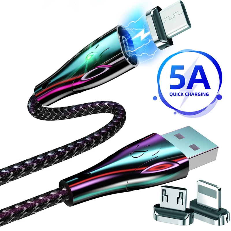 

Magnetic USB Cable For iPhone 13 12 Samsung Huawei Fast Charging Magnet Charger USB Type C Cable Mobile Phone Micro Cord Wire