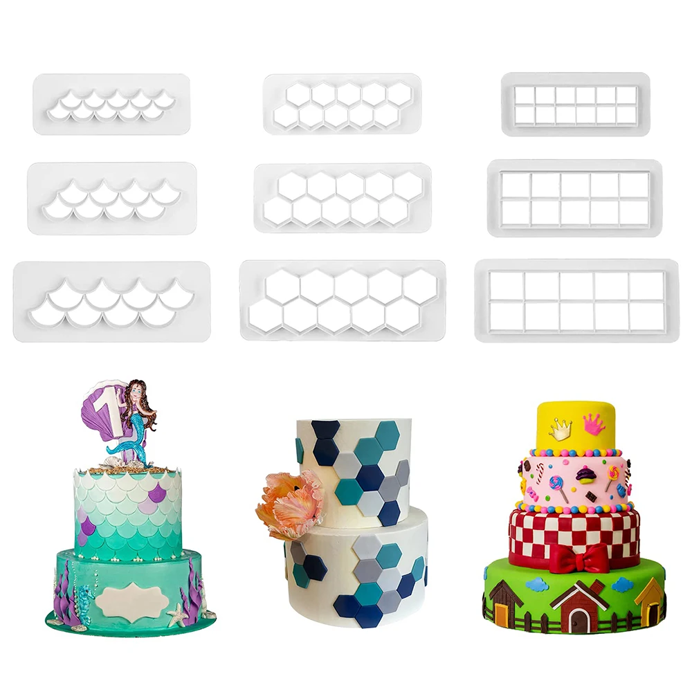 

3Pcs/Set Cookie Fondant Cutters Square & Hexagon Cookie Cutters Geometric Biscuit Cutters for Birthday Cake Cupcake Decorating