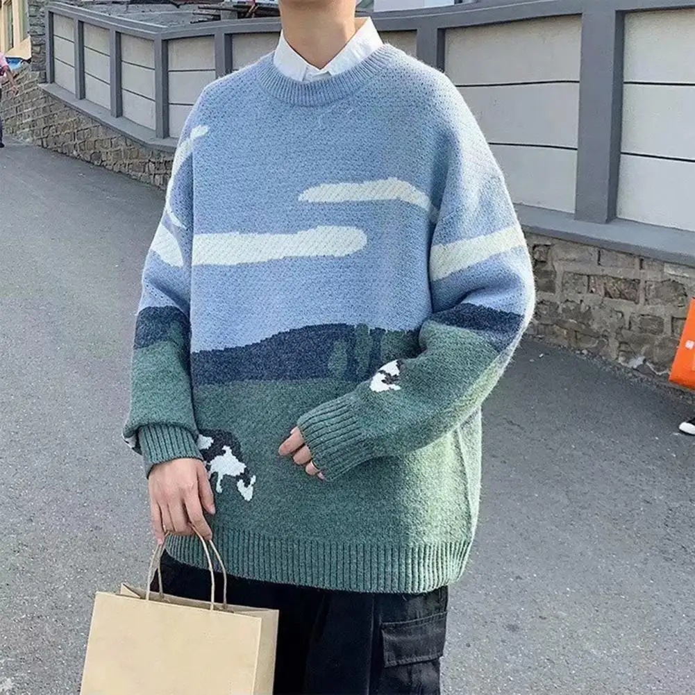 

Winter Sweater Soft Casual Keep Warm Landscape Winter Sweater Men Winter Sweater for Work