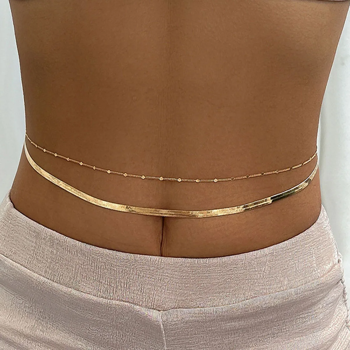 Ретро золотой цвет металлическая плоская цепочка в виде змеи поясная 2024 женская