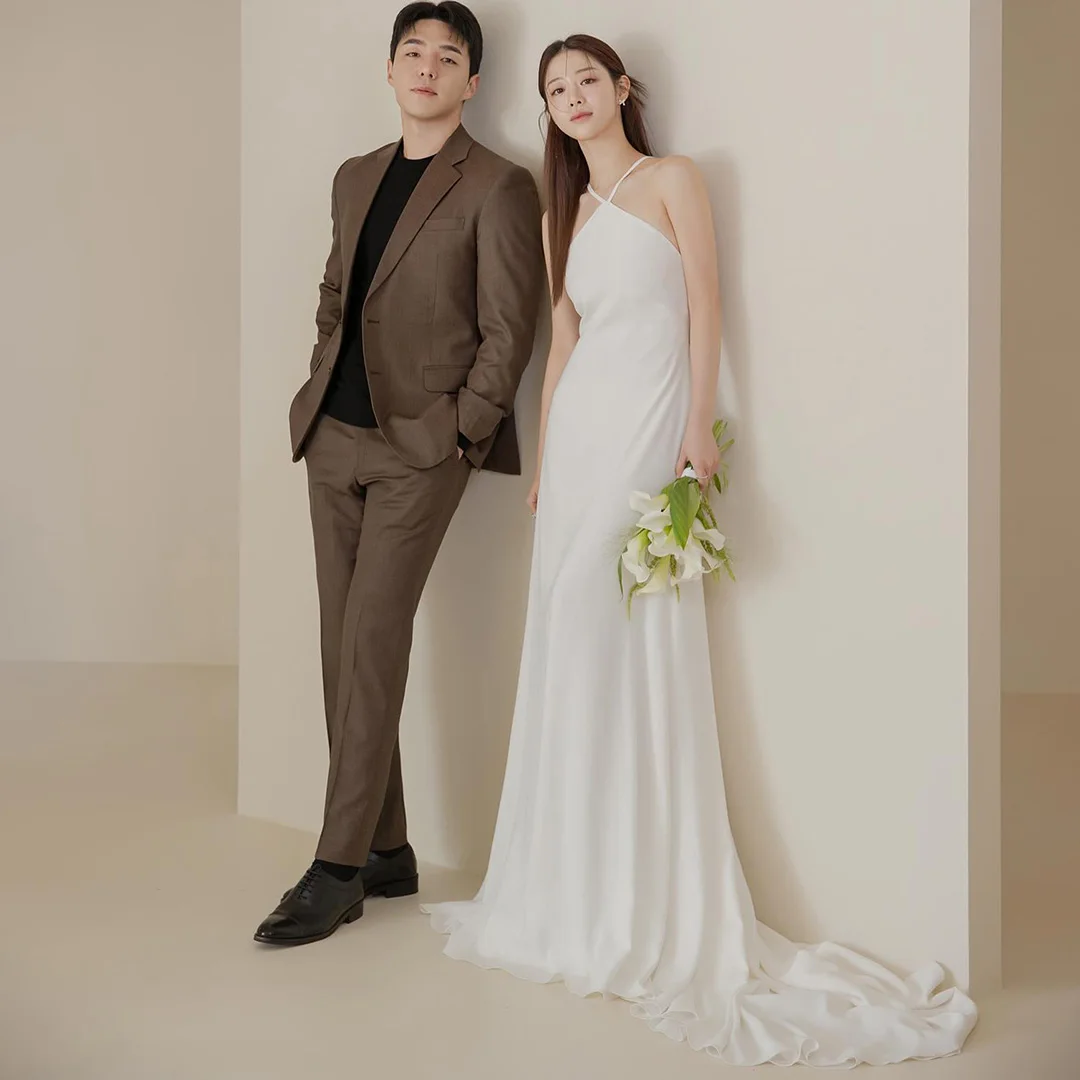 

Платье Свадебное Плиссированное до пола с открытой спиной и лямкой на шее