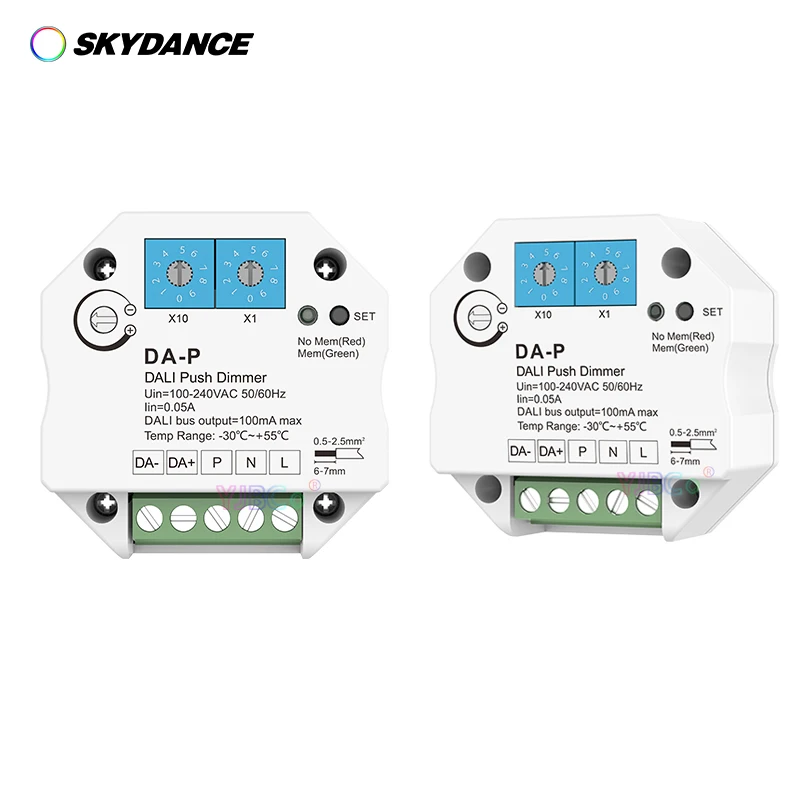 

Skydance DALI Push LED Dimmer 220V 110V AC for DALI Driver or Ballasts Dimming Speed Adjustable with Memory Function Dimmer DA-P