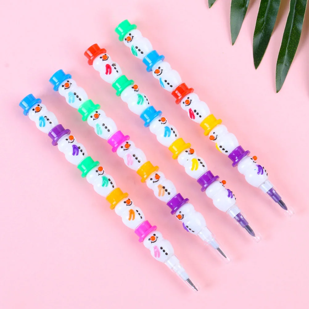

Christmas Snowman Stackable Pencils Snowman Stacking Pencils Colorful Writing Pencils Xmas Party Office Home