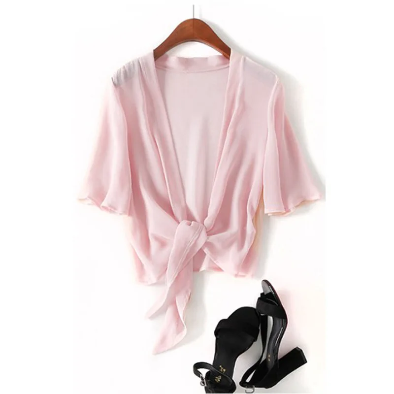 

Classic Silk Cardigan Female Mulberry Silk Sun-protection shirt Loose Shawl Korean Version of Small Waistcoat Multicolor option