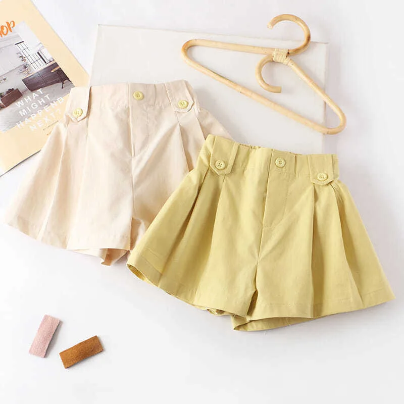 

Summer Girls Shorts Cotton Loose Sports Short Pants Solid Casual Kids Clothes Children Mid-waist Shorts 2022 Fashion Bottoms