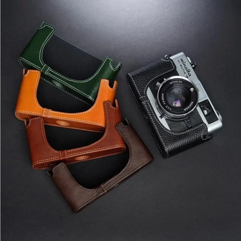 Чехол ручной работы из натуральной кожи для фотоаппарата чехол с рисунком Minolta