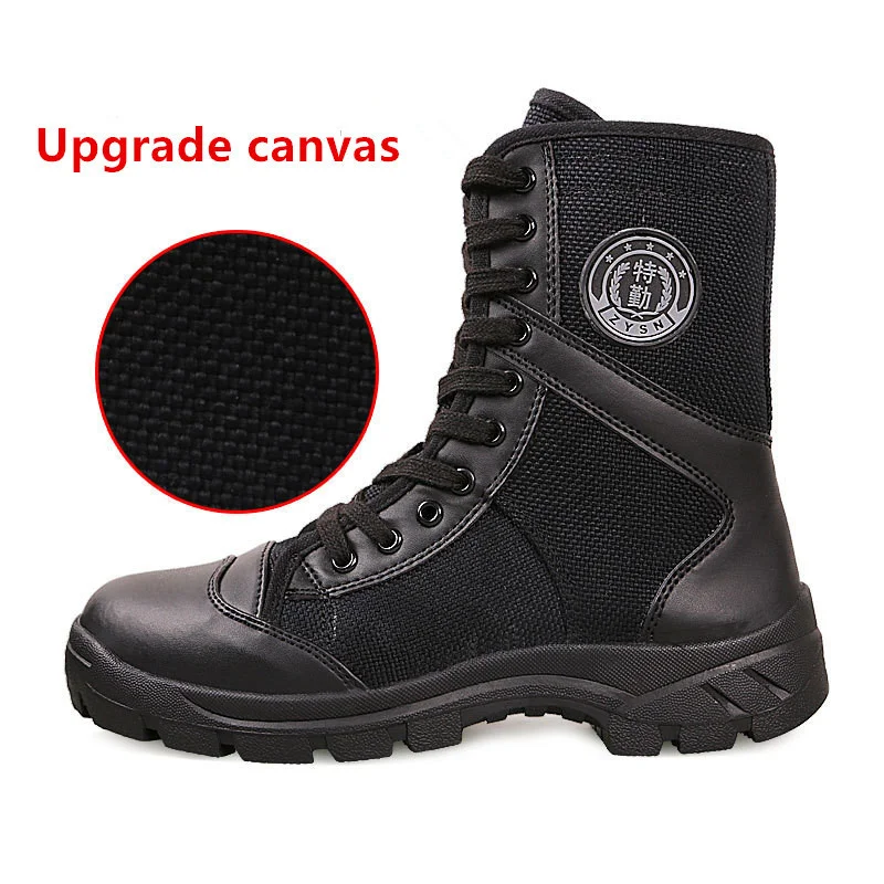 

Winter Outdoor Sports Fleece Warm Tactical Boots Male Summer Breathable Mesh Climbing Military Training Wearproof Canvas Shoes