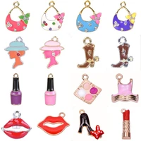 10pcslot beauty series colorful lipstick bag high heels charms pendant accessories fit diy craft jewelry making colgante movil