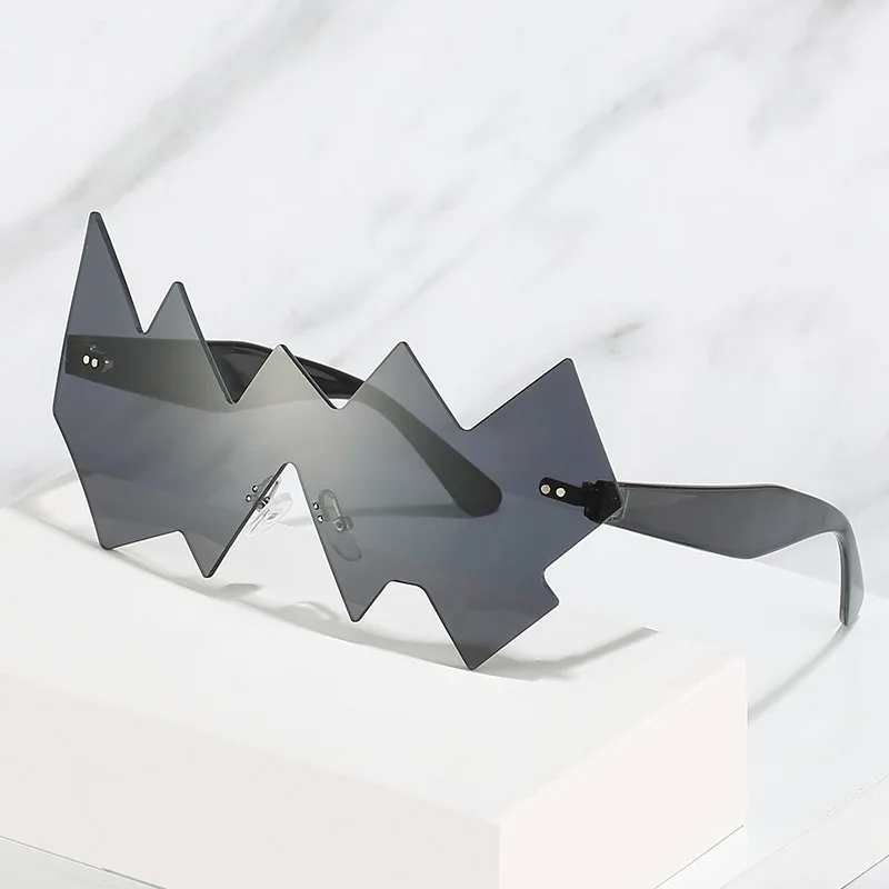 

2022 модные забавные волнистые солнцезащитные очки для вечеринок женские оверсайз цельные Солнцезащитные очки женские без оправы мужские со...