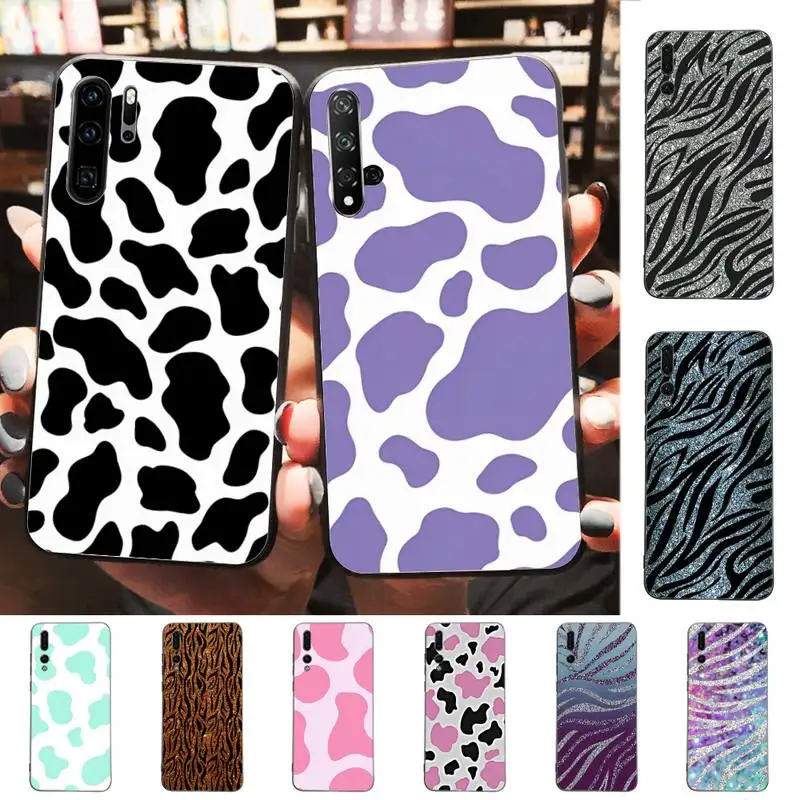 

Milk Cow Zebra Stripe Phone Case Soft Silicone Case For Huawei p 30lite p30 20pro p40lite P30 Capa