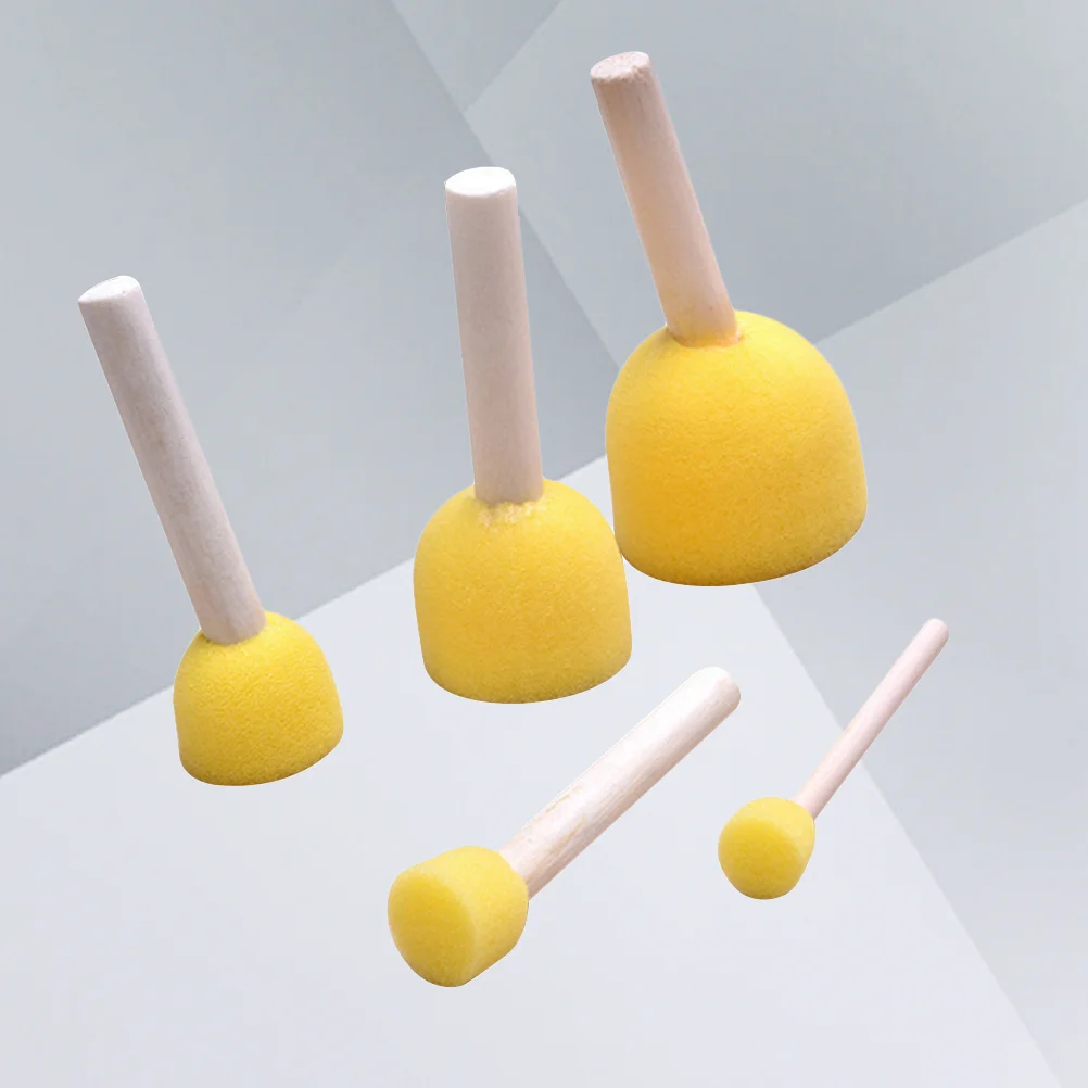 

40pcs Round Sponges Brush Set Sponge Brush Stencil Sponge with Wood Handle DIY Painting Tools for Children Toddler Kids Brushes