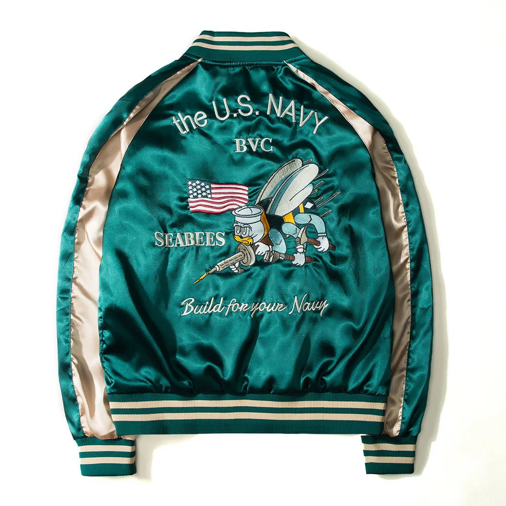 

Hip Hop Baseball Men brand Jacket Yokosuka Souvenir Two Sides Luxury Jackets Streetwear drop ship discount top coat