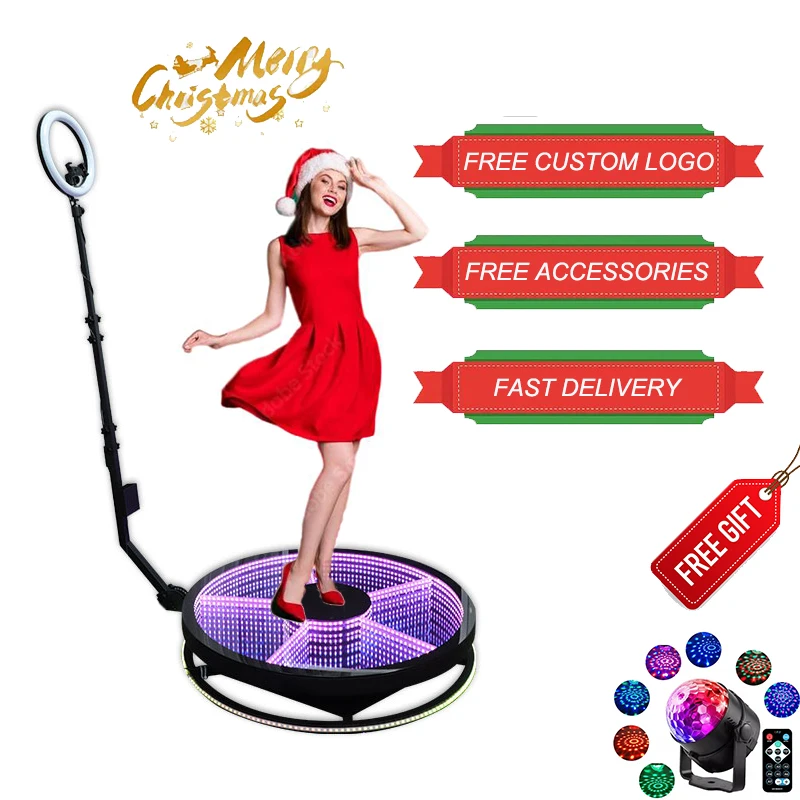

2022 New Arrival Tempered Glass Base Automatic Spin Led Ring Light Ipad Photo Booth Wedding Event 360 Camera Video Photo Booth
