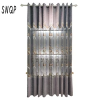 2022 new style modern chenille curtains for living room chinese landscape hollow embroidery curtains for bedroom window curtain