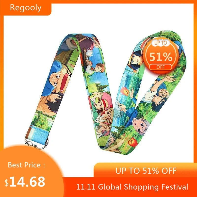 

30pcs Howl's Moving Castle Art Key Chain webbings ribbons Neck Strap for Phone Keys ID Card Cartoon Lanyards
