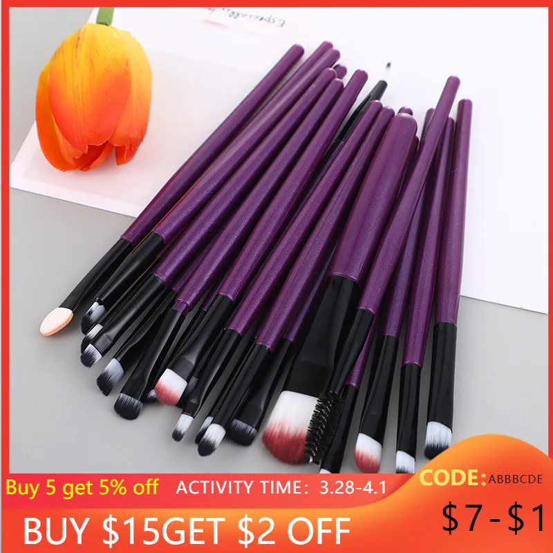 

20PCS/SET Makeup Brushes Set Eyeshadows Cosmetic Powder Eye Shadow Foundation Blush Blending Beauty Make Up Kabuki Brush Tools
